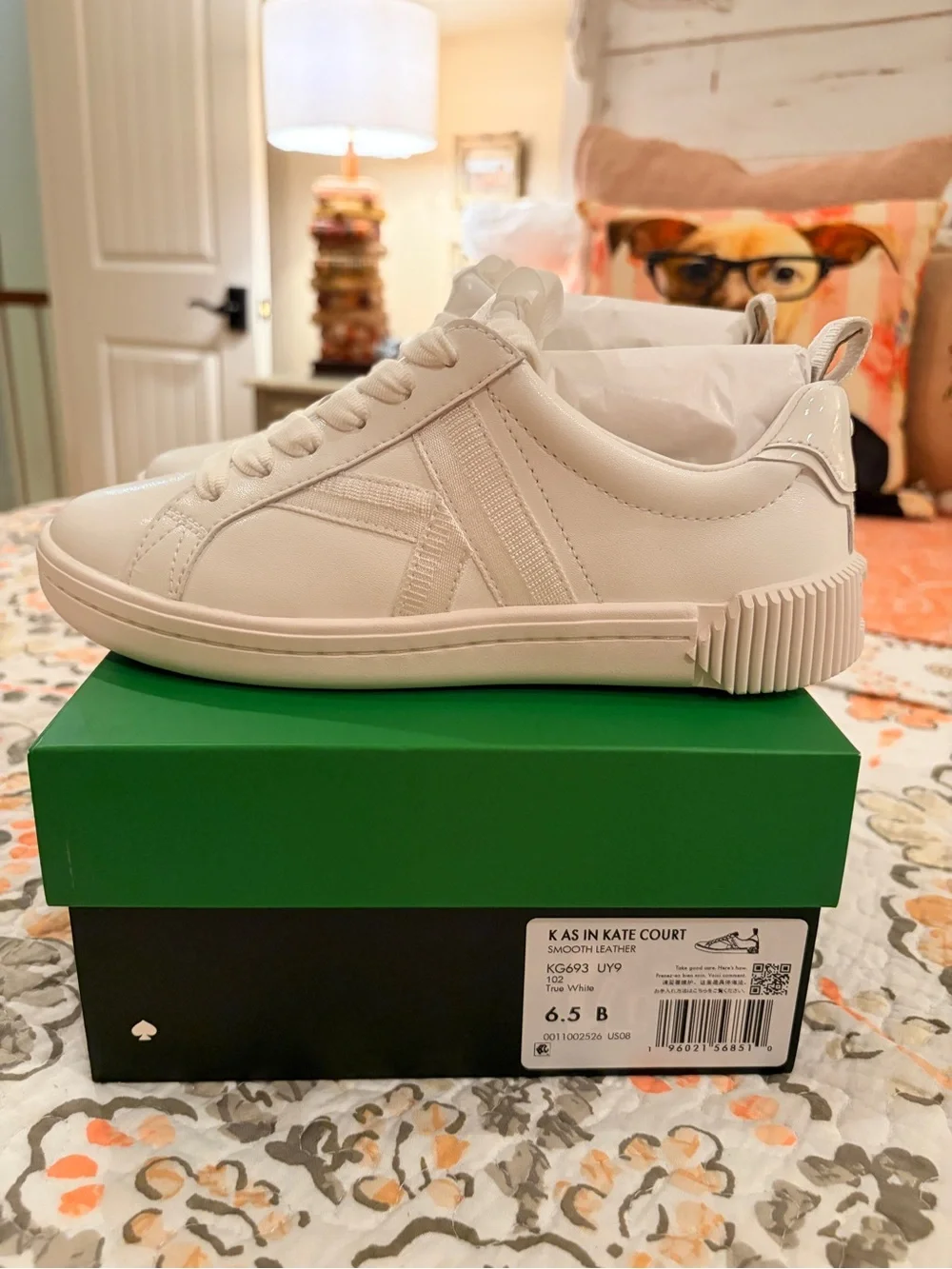 NWT KATE SPADE K AS IN KATE COURT SNEAKERS TRUE WHITE SIZE 6.5